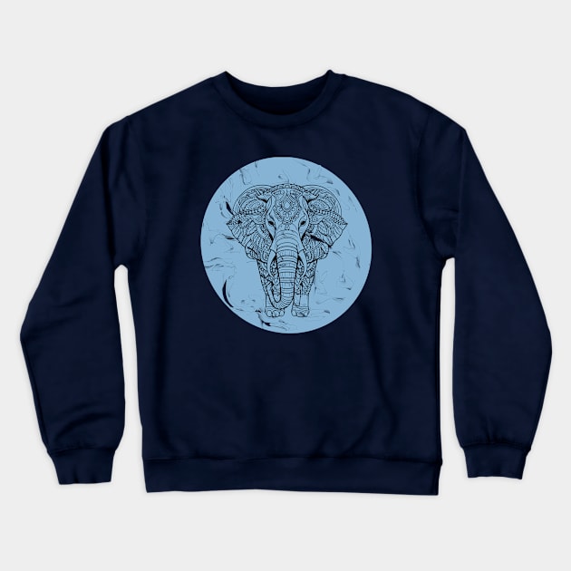 Blue Marble Zen Elephant Crewneck Sweatshirt by LiaIsabellaArt